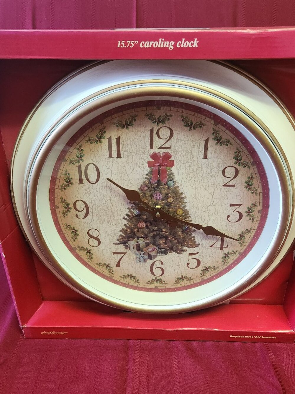 Vintage Skytimer 15.75" Caroling Christmas Wall Clock Holiday Musical-sealed
